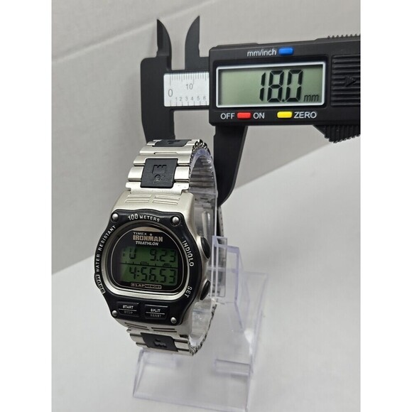1998 Timex Ironman Triathlon 8 Lap Watch 100M Indiglo Stainless Band New Battery - Picture 7 of 11